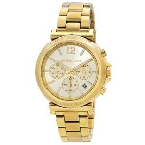 NWT Authentic Michael Kors Maren Chronograph Quartz Gold Dial Women's Watch